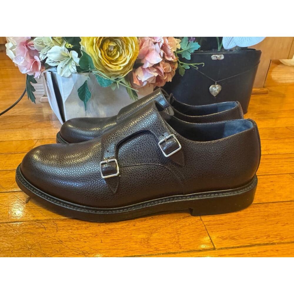 CALVIN KLEIN 205W39NYC Brown Leather Double Monk Strap LoafeR 44/10 (mens 710 - Picture 4 of 9